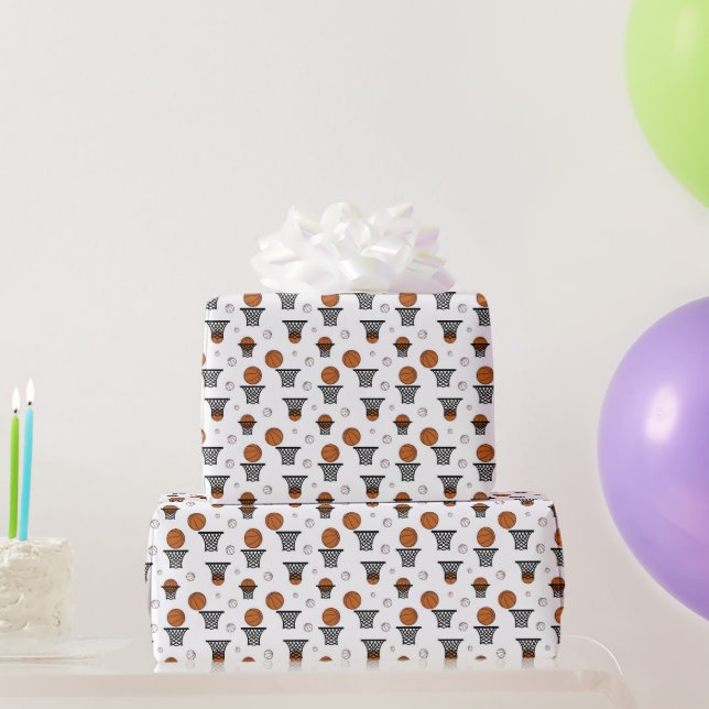 Papel De Presente Padrão de basquete (Presentes para festas)