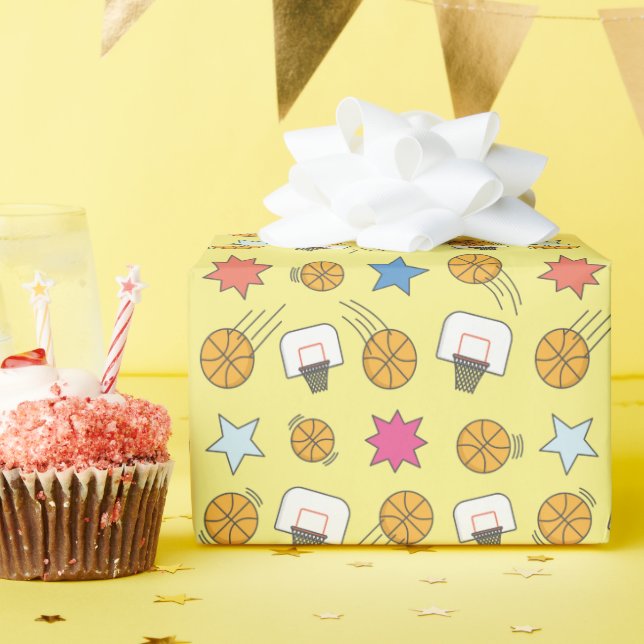 Papel De Presente Padrão de basquetebol divertido (Festa de aniversário)