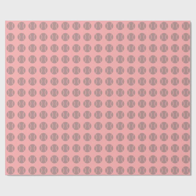 Papel De Presente Padrão de beisebol cinza em fundo rosa (Aberto)