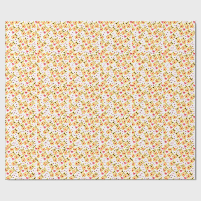 Papel De Presente Padrão de Berçário do Ursinho Coração (Aberto)