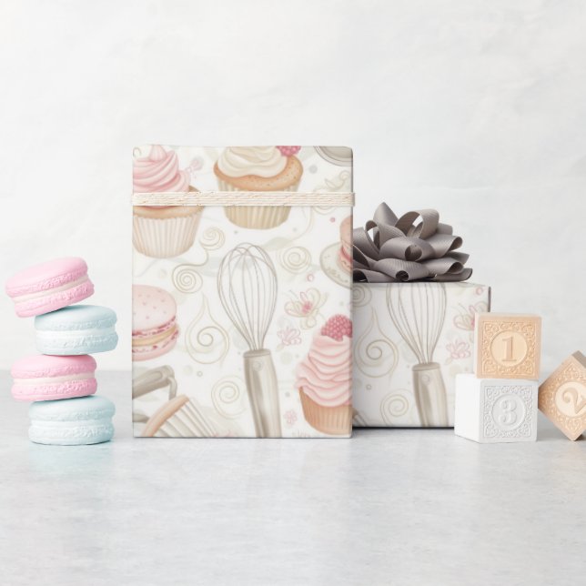 Papel De Presente Padrão de Bicicleta de Desserts (Chá de bebê)