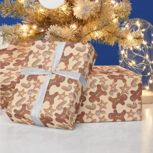 Papel De Presente Padrão de Biscoito de Gengibre de Natal