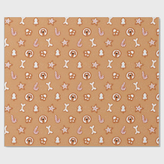 Papel De Presente Padrão de Biscoito de Natal Cachorro de Gengibre