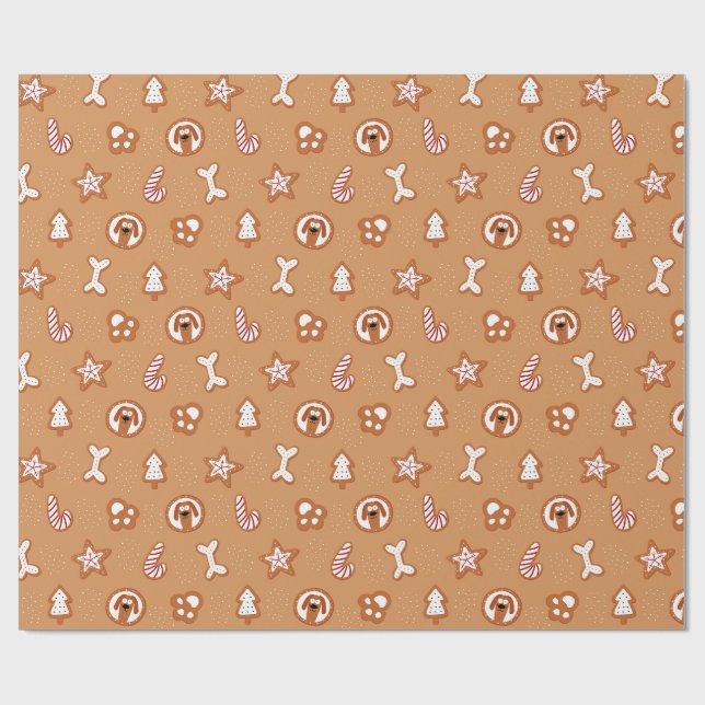 Papel De Presente Padrão de Biscoito de Natal Cachorro de Gengibre (Aberto)