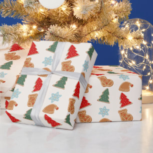 Papel De Presente Padrão de Biscoitos Coloridos Fofos Natal