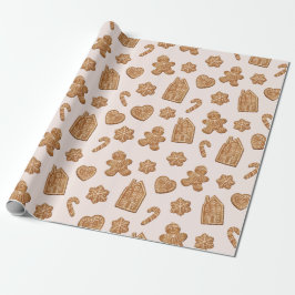 Papel De Presente Padrão de Biscoitos de Gengibre Natal Férias