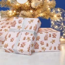 Papel De Presente Padrão de Biscoitos de Natal de Gengibre
