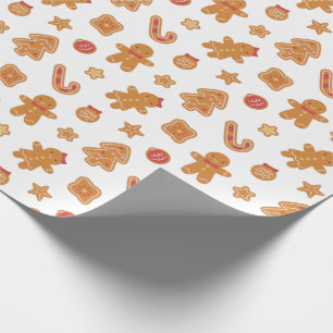 Papel De Presente Padrão de Biscoitos de Natal do Homem de Gengibre 