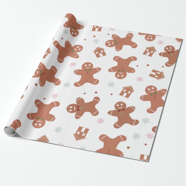 Papel De Presente Padrão de biscoitos de pão-de-gengibre (Desenrolado)