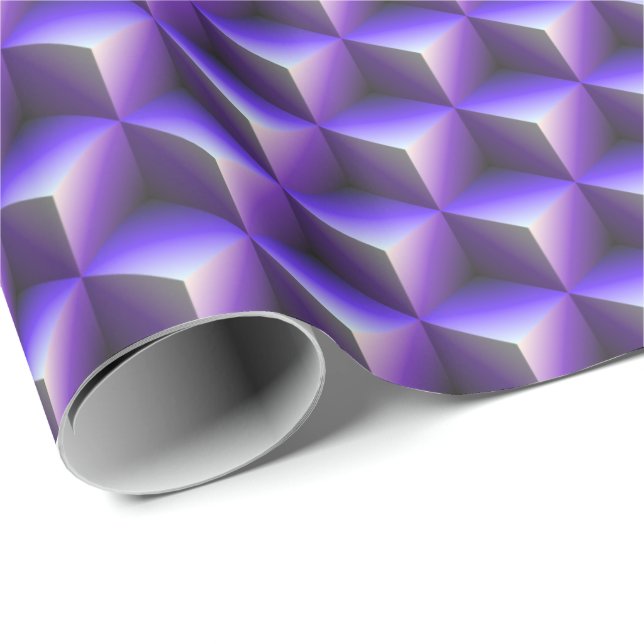 Papel De Presente Padrão de Bloco de Cubo Roxo Abstrato (Ponta do rolo)