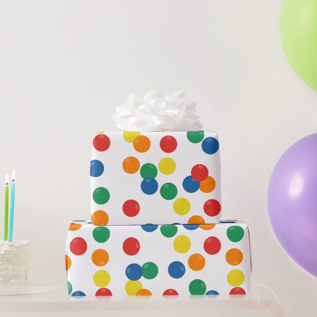 Papel De Presente Padrão de Bola Colorida (Presentes para festas)