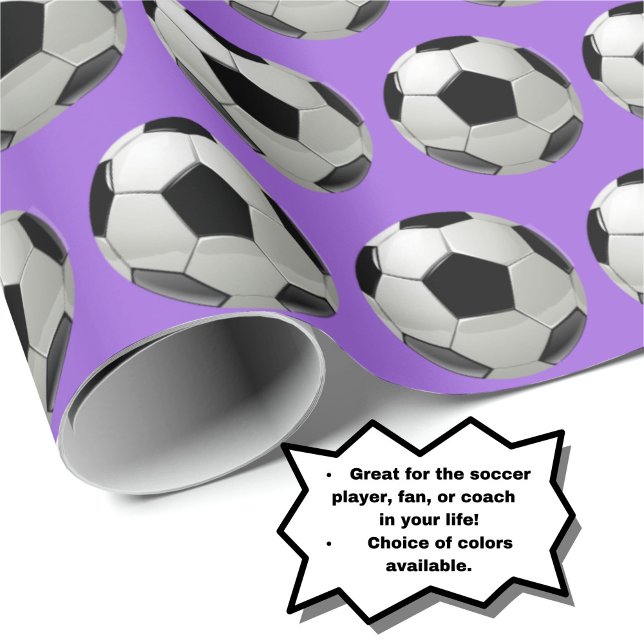 Papel De Presente Padrão de Bola de Futebol Divertido em Mauve Lilac (Choice of colors available.)