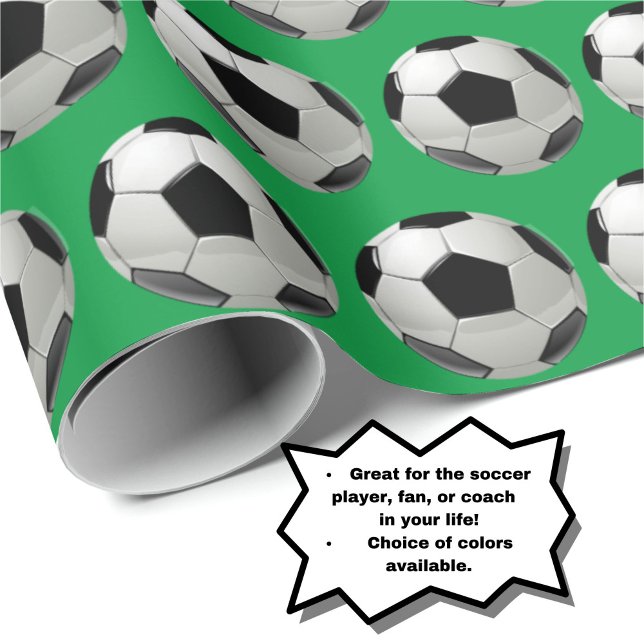 Papel De Presente Padrão de Bola de Futebol Divertido no Livro Verde (Personalize your gift with this fun soccer wrapping paper!)