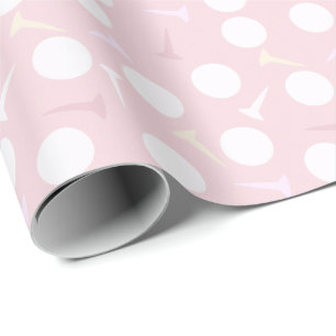 Papel De Presente Padrão de Bola de Golfe e Tee Rosa Claro