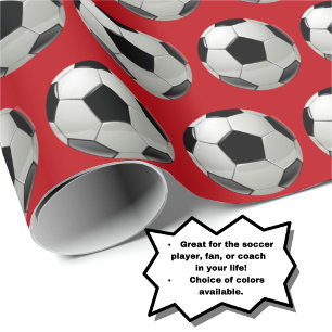 Papel De Presente Padrão de bola divertida no futebol em vermelho