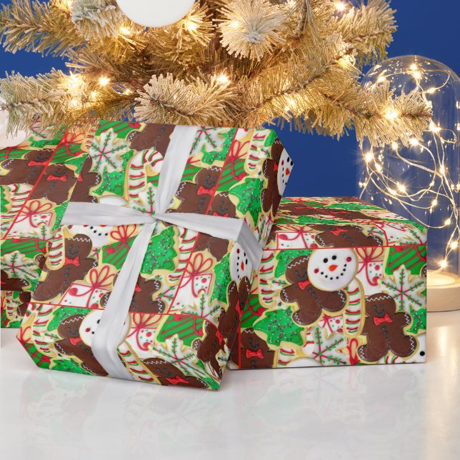 Papel De Presente Padrão de Bolachas de Açúcar de Natal (Feriados)