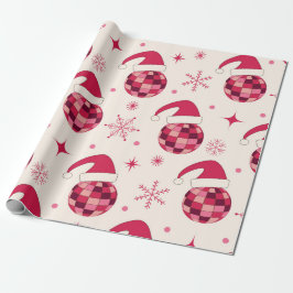 Papel De Presente Padrão de Bolas de Disco de Natal Groovy