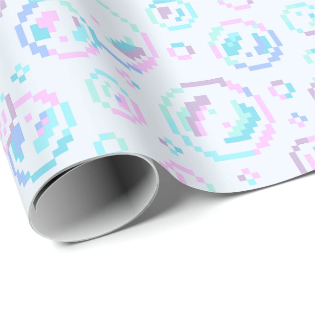 Papel De Presente Padrão de Bolhas de Sabão Pixel (Ponta do rolo)