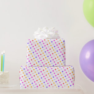 Papel De Presente Padrão de bolinhas amarelas, pêssegos, rosas e rox