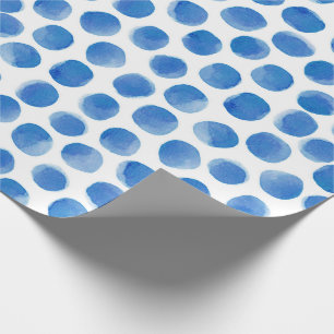 Papel De Presente  Padrão de Bolinhas Azul de Aquarela