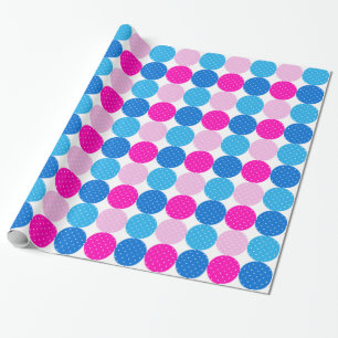 Papel De Presente Padrão de Bolinhas azul-esbranquiçado e rosa