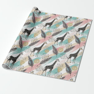 Papel De Presente Padrão de Bolinhas de Girafa Whimsical - Pastel