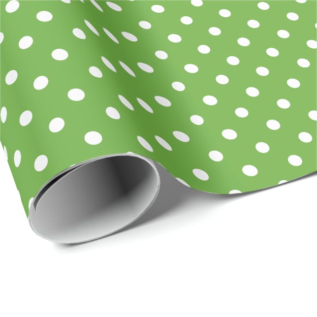 Papel De Presente Padrão de Bolinhas de Maçã Verde (Ponta do rolo)