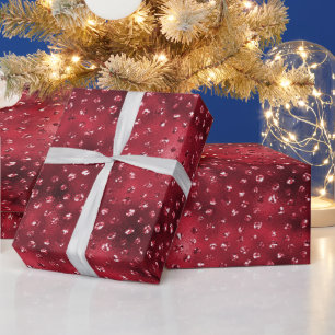 Papel De Presente Padrão de Bolinhas Glam Glitter Vermelho