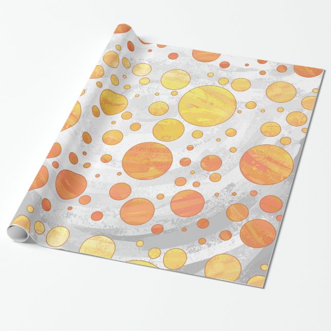 Papel De Presente Padrão de Bolinhas Laranja de Olhos Dragões (Desenrolado)