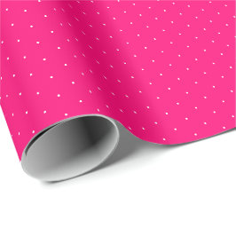 Papel De Presente Padrão de bolinhas minúsculas brancas cor-de-rosa-