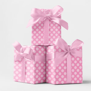 Papel De Presente Padrão de Bolinhas monocromática rosa