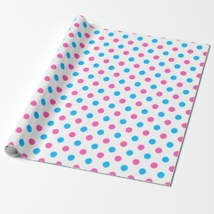Papel De Presente Padrão de bolinhas rosa pastel e azul