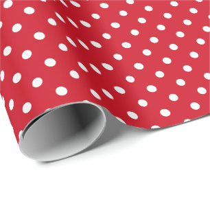 Papel De Presente Padrão de bolinhas vermelhas e brancas