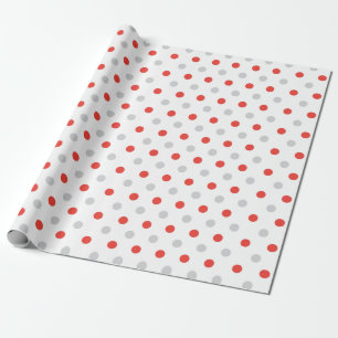 Papel De Presente Padrão de Bolinhas Vermelhas e Cinzas
