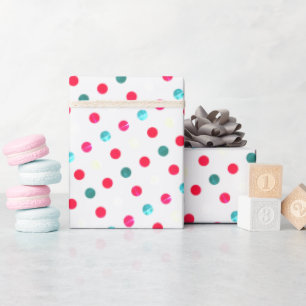 Papel De Presente Padrão de bolinhas vermelhas esverdeadas e creme G