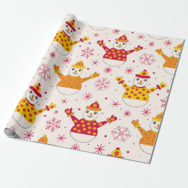 Papel De Presente Padrão de bonecos de neve retrô descolados de Nata