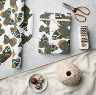 Papel De Presente Padrão de borboleta almirante vermelha