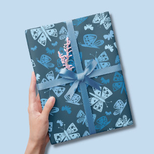 Papel De Presente Padrão de borboleta azul