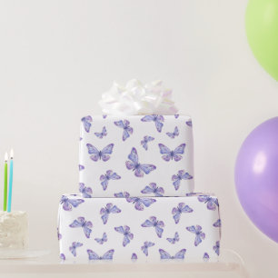 Papel De Presente Padrão de Borboleta de Lavanda Francesa