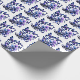 Papel De Presente Padrão de Borboletas Brilho Cósmico