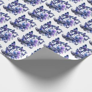 Papel De Presente Padrão de Borboletas Brilho Cósmico
