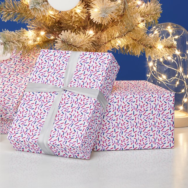 Papel De Presente Padrão de borboletas roxas cor-de-rosa com bandeir (Feriados)