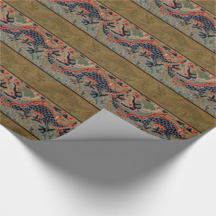 Papel De Presente Padrão de bordado em seda de dragão chinês antigo