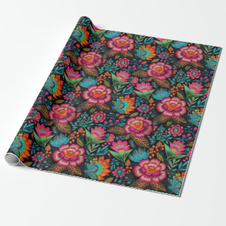 Papel De Presente Padrão de bordado floral