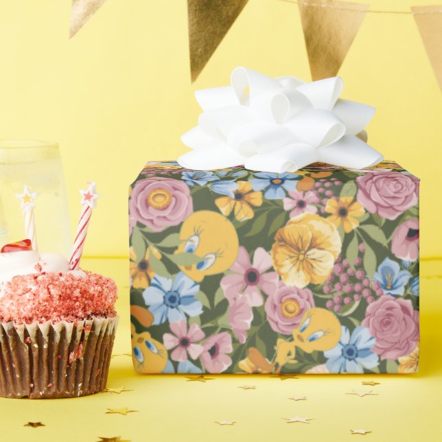 Papel De Presente Padrão de bordado floral TWEETY™ (Festa de aniversário)