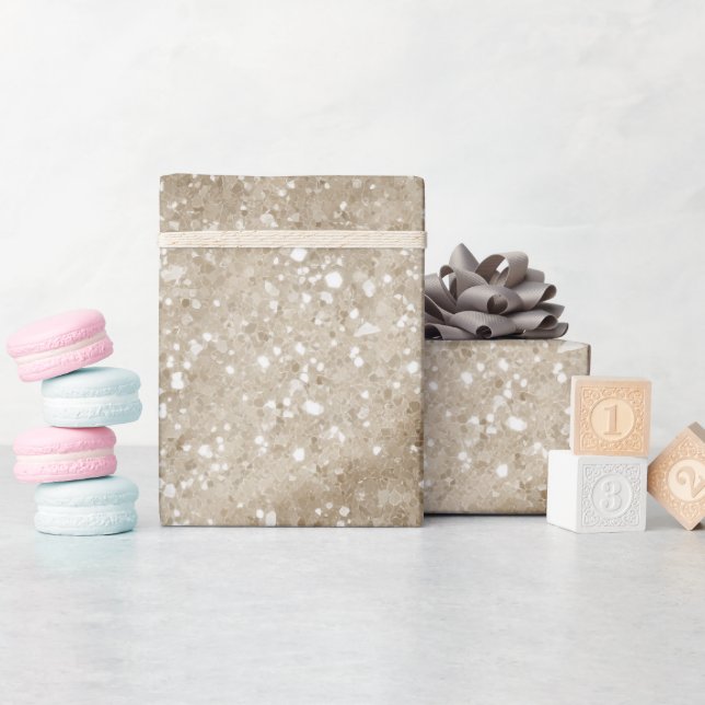Papel De Presente Padrão de Brilho Bege Areia Macia (Chá de bebê)