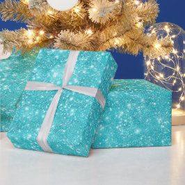 Papel De Presente Padrão de Brilho Branco Azul Água-Marinha Brilhant