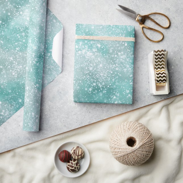 Papel De Presente Padrão de Brilho Branco de Glitter Gelo Mint (Artesanato)