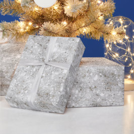 Papel De Presente Padrão de Brilho Branco Pérola Clássico