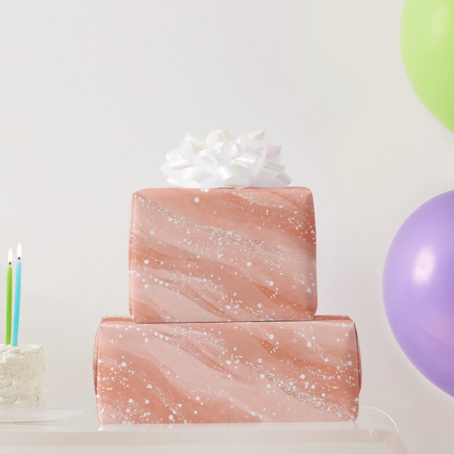Papel De Presente Padrão de Brilho Branco Rosa Feminino (Presentes para festas)